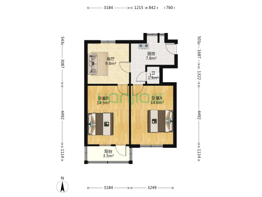 广丰一村 2室1厅1卫 65平方