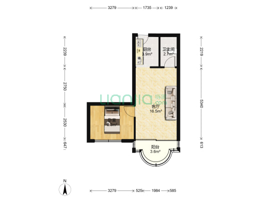 华光路 1室1厅1卫 39平方