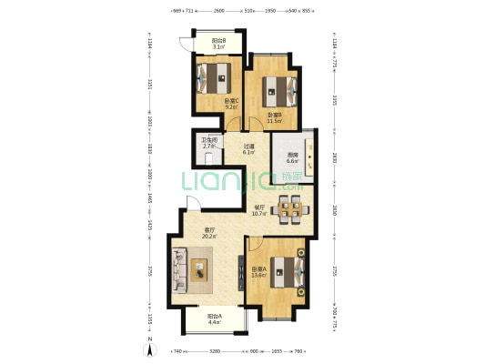 上林雅居 3室2厅1卫 123平方