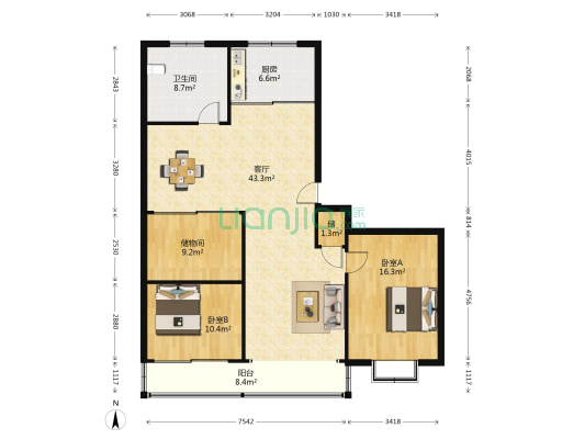 云丰小区 2室1厅1卫 125平方