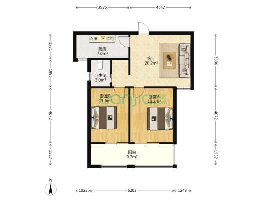 青藤苑 2室1厅1卫 81平方
