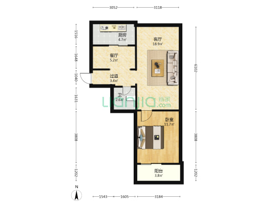 税务局家属院 1室2厅1卫 49平方