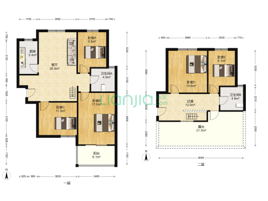 文锦華庭 5室1厅2卫 168平方