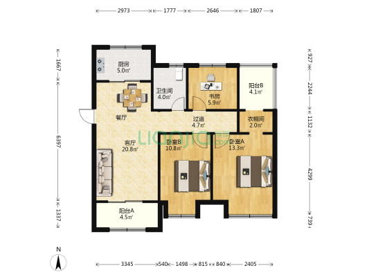 大成西苑 3室1厅1卫 94平方