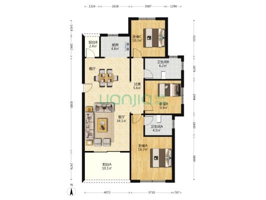 伊顿公馆 3室1厅2卫 125平方