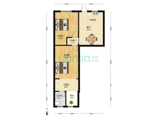 人民路（新塍） 2室1厅1卫 68平方