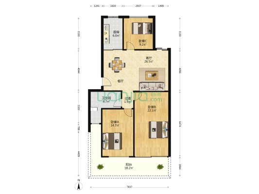 文象府 3室1厅1卫 101平方