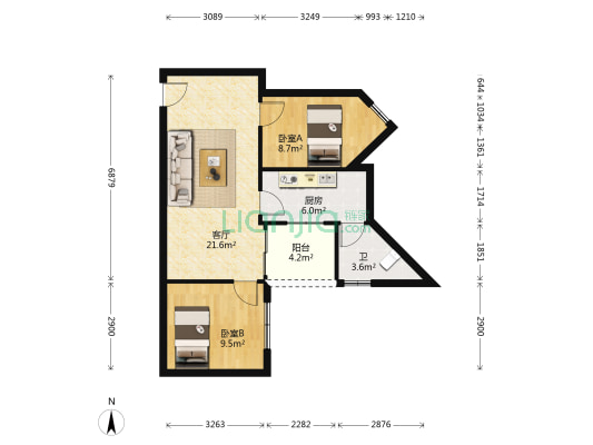 银丰花园北区 2室1厅1卫 67平方