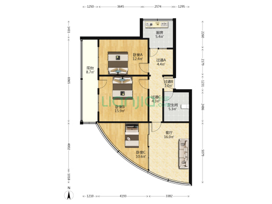 医药公司家属楼 3室1厅1卫 89平方