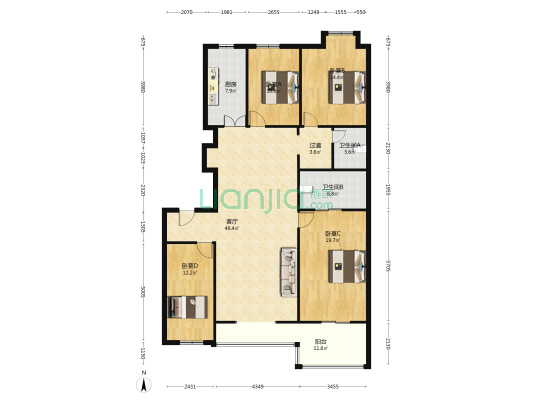 钻石嘉园 4室1厅2卫 176平方