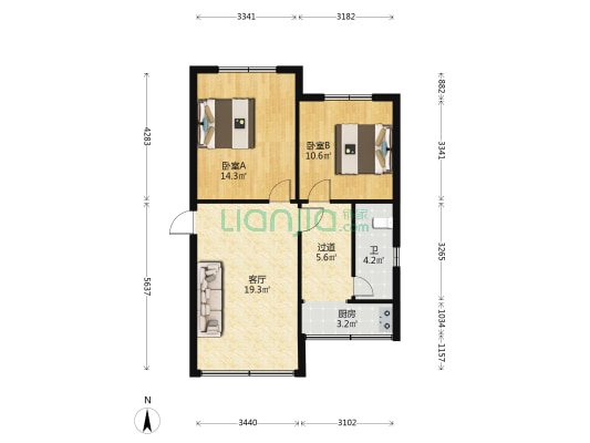 民宗局住宅楼 2室1厅1卫 69平方