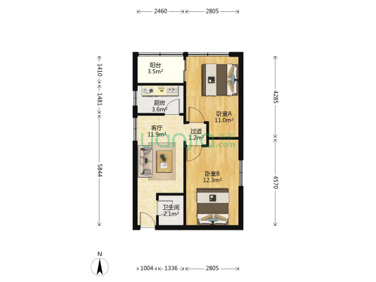 富雅坪 2室1厅1卫 54平方