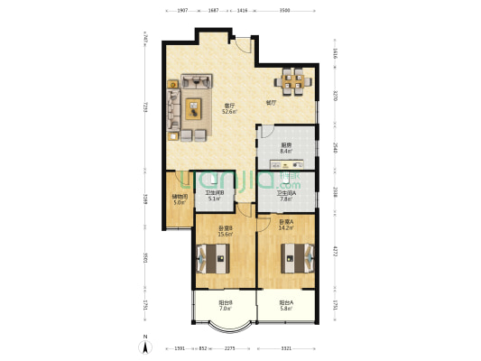 巨富大厦 2室1厅2卫 180平方