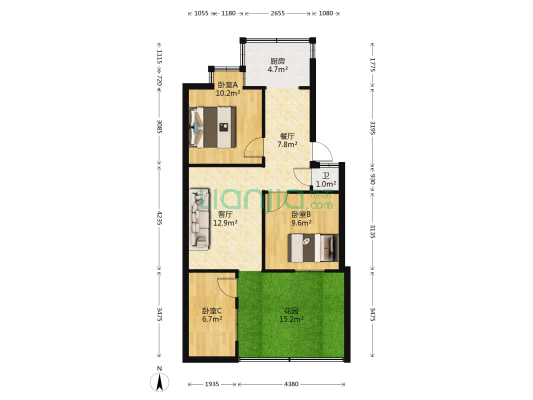 昆明冶炼厂生活区 3室2厅1卫 48平方