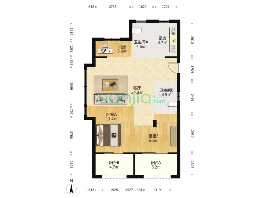 新悦府 3室1厅2卫 88平方