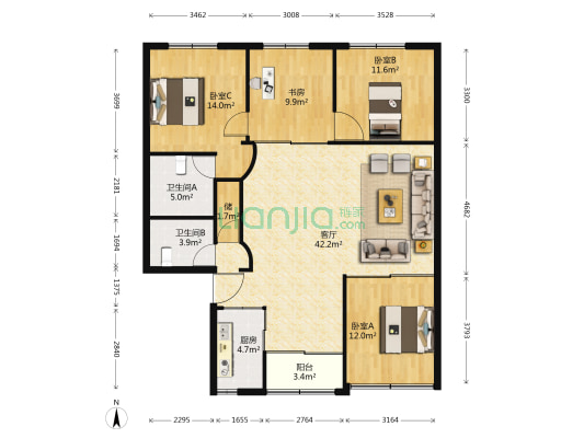 安盛路45弄 4室1厅2卫 135平方