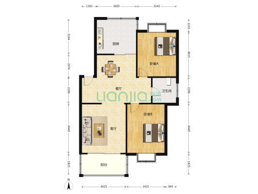 水岸家园 2室2厅1卫 101平方
