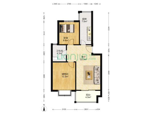 泰辰复兴苑 1室1厅1卫 71平方