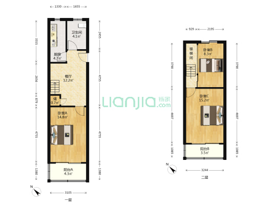 嘉苑公寓 3室1厅1卫 84平方