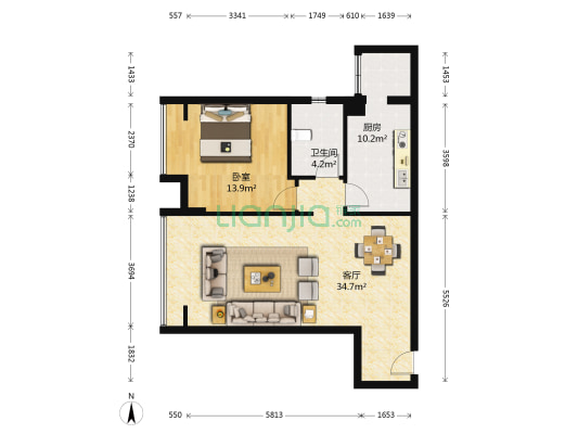 宝星国际二期 1室1厅1卫 82平方