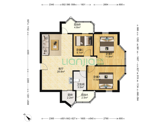 第一城 3室1厅1卫 91平方