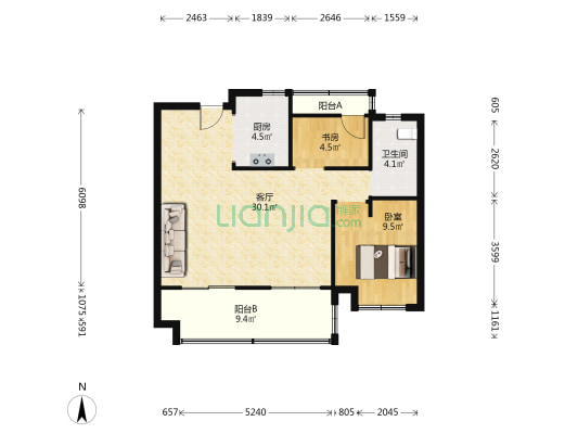金科中梁都荟大观 2室1厅1卫 89平方