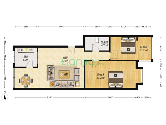 新泰水云阁 2室1厅1卫 102平方