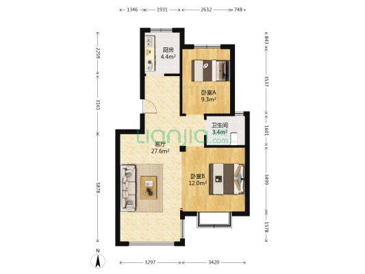 瀚海绿城 2室1厅1卫 72平方