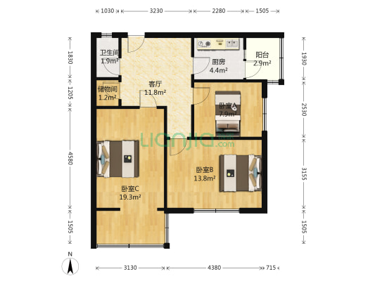 工农院街21号 3室1厅1卫 69平方