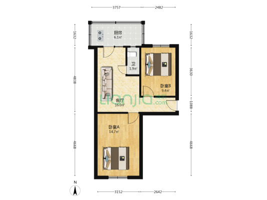 教培楼 2室1厅1卫 57平方