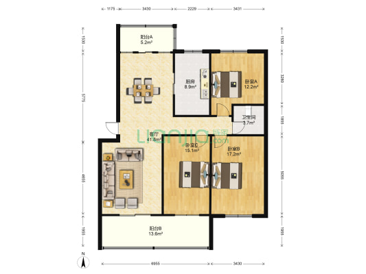 平安居 3室1厅1卫 141平方