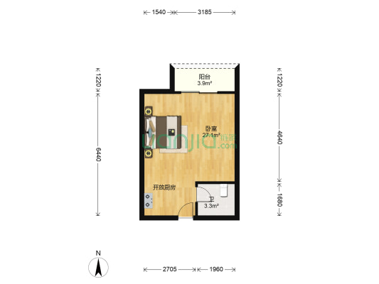 南龙公寓 1室0厅1卫 45平方