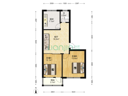 芙蓉小区 2室1厅1卫 63平方