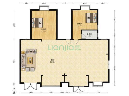 吉兴园 2室1厅1卫 88平方