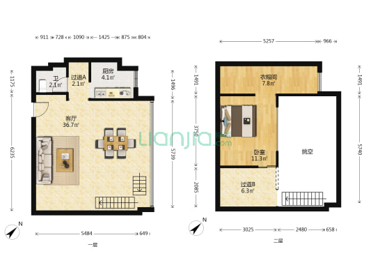 中信泰富滨江金融城阅江荟 1室1厅1卫 70平方