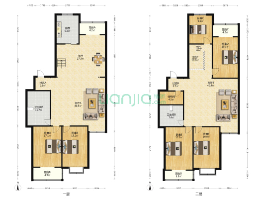 桃园新居东区 6室3厅2卫 342平方
