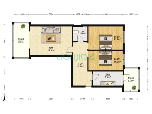 法院小区 2室1厅1卫 97平方