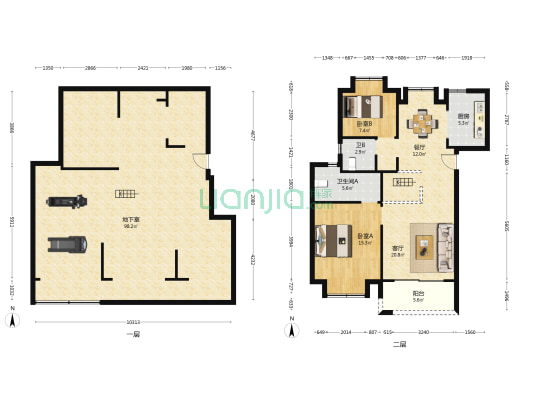 名城嘉苑 2室2厅2卫 191平方