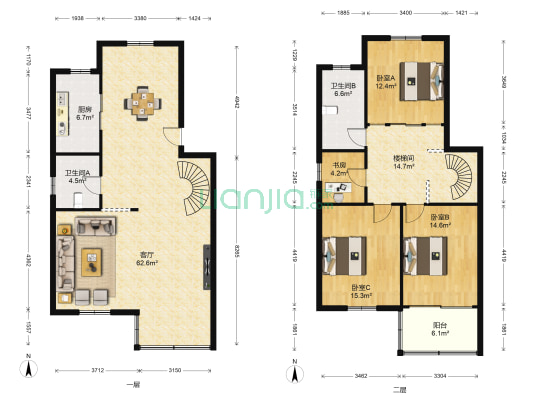 吴中东路散盘 4室1厅2卫 168平方