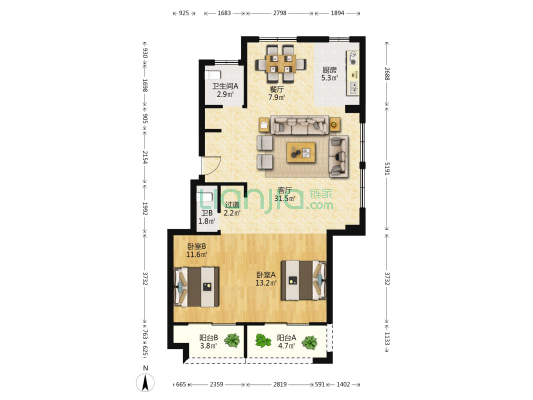 佳源印象里 2室2厅2卫 102平方
