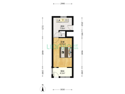 蒲鞋市新村 1室0厅1卫 29平方