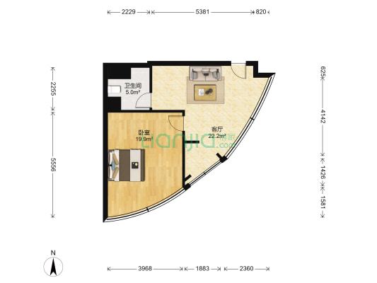 南国大厦 1室1厅1卫 71平方