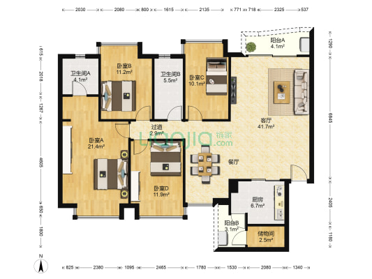 豪逸华庭三期 4室1厅2卫 145平方