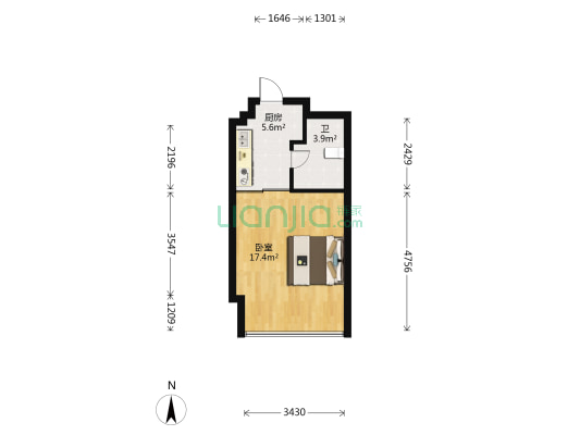 绿地·新海岸 1室0厅1卫 42平方