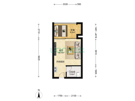 尚乘源 1室1厅1卫 44平方