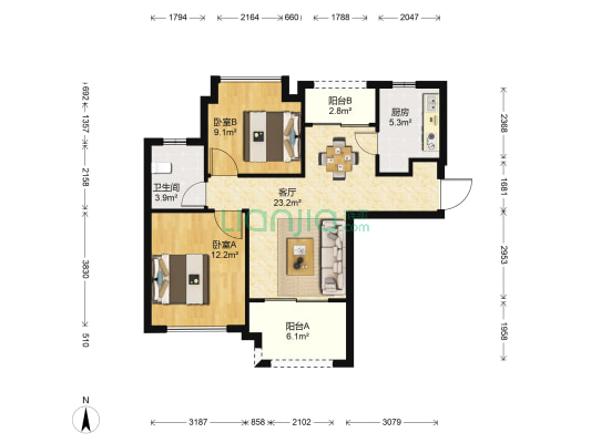 时代名邸一期 2室1厅1卫 84平方