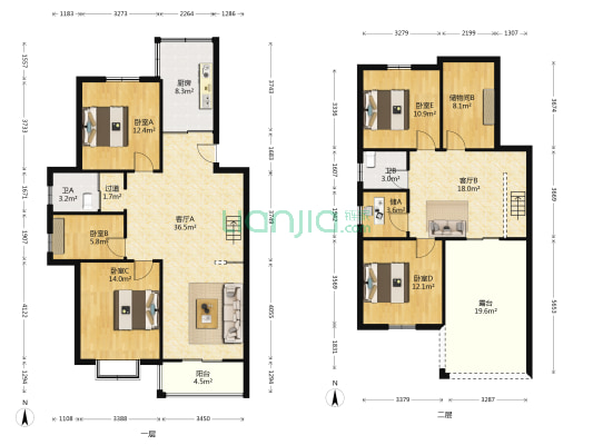 金桂苑小区 5室2厅2卫 105平方