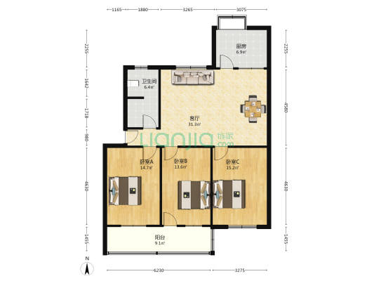教育局家属院 3室1厅1卫 115平方