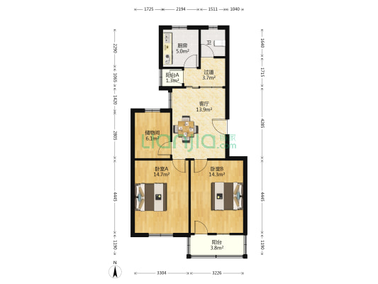 锦华苑 2室1厅1卫 82平方