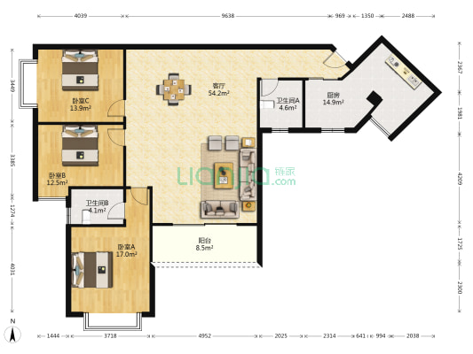 兴华苑 3室1厅2卫 147平方